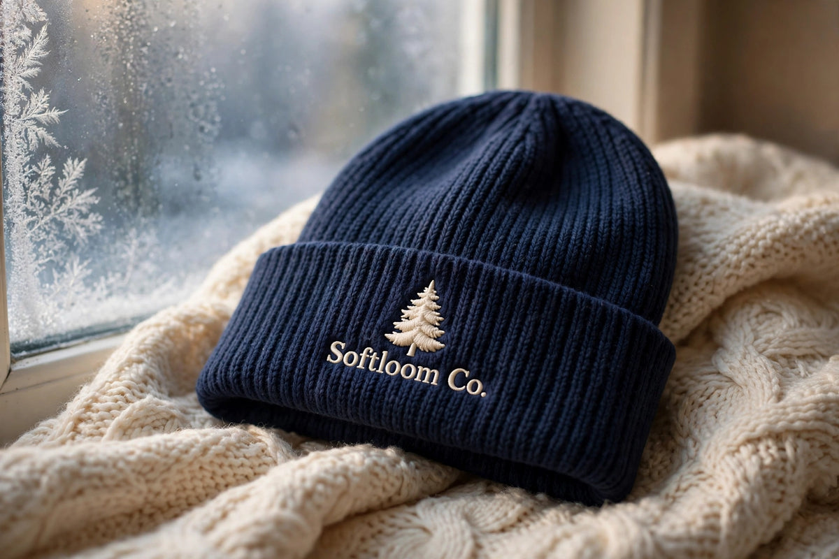 Tuque à revers brodée - Marine