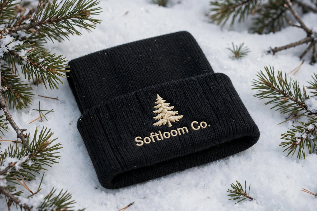 Tuque à revers brodée - Noir