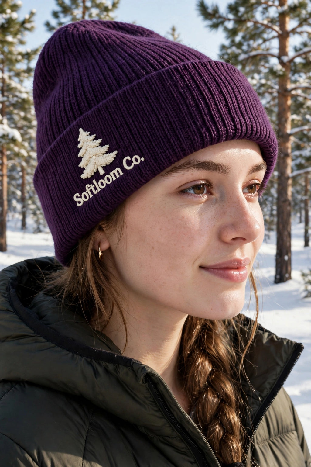Tuque à revers brodée - Purple