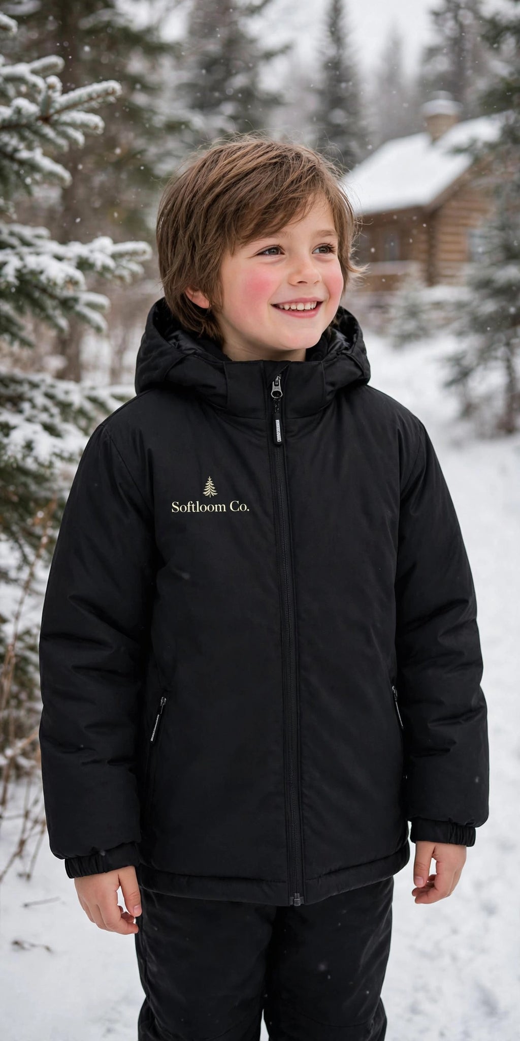 Mockup veste enfant noire Softloom Co.