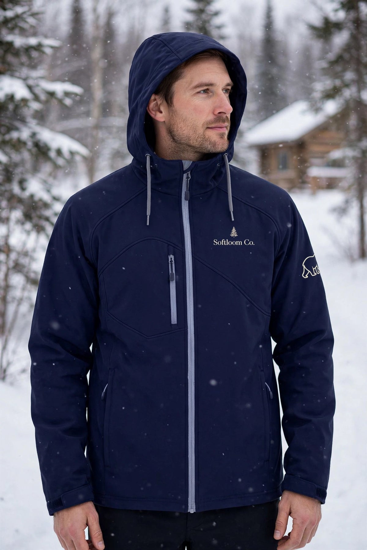 Mockup veste homme navy Softloom Co.