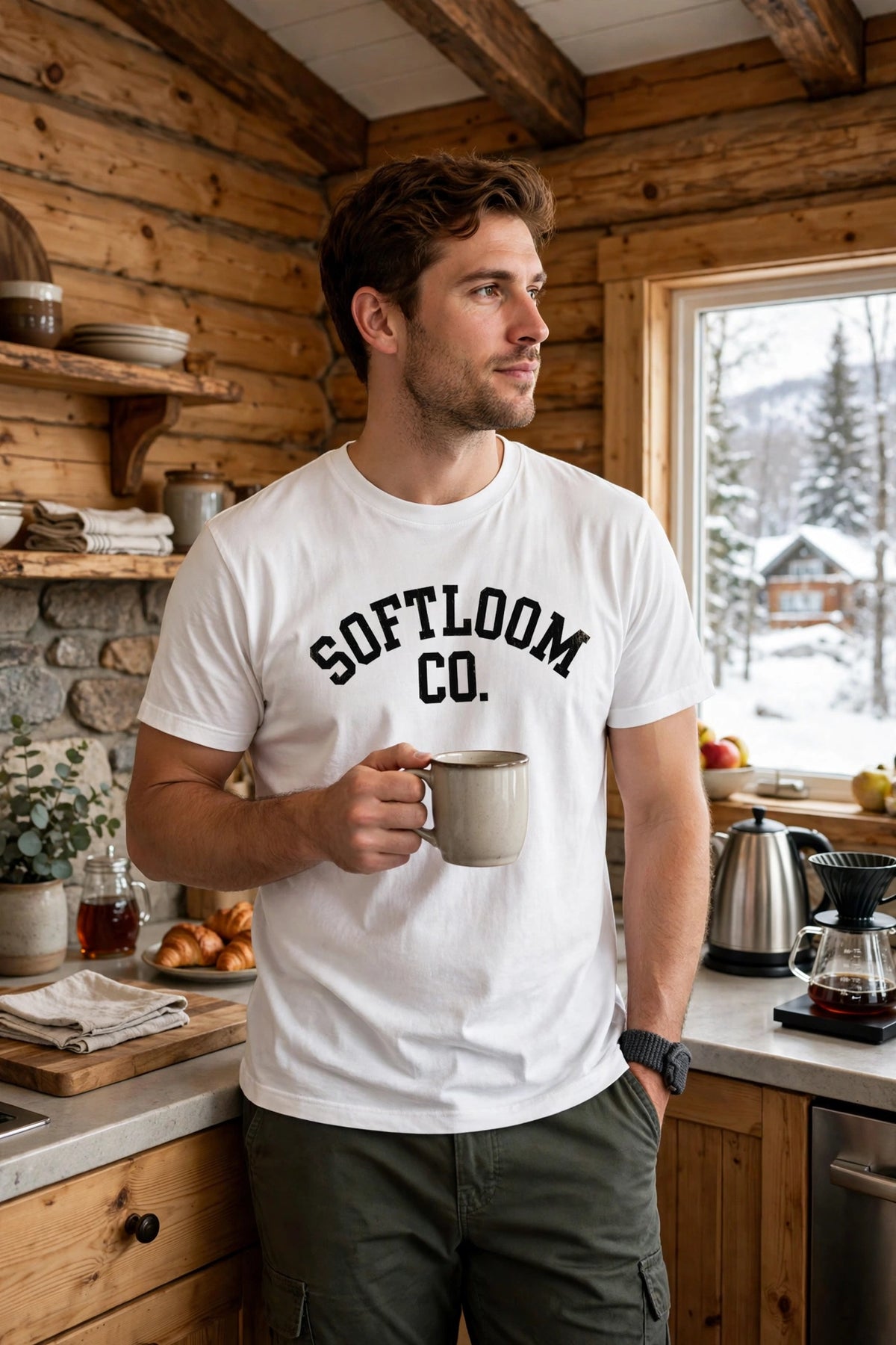 T-shirt sport Softloom Co. - Logo College - Blanc