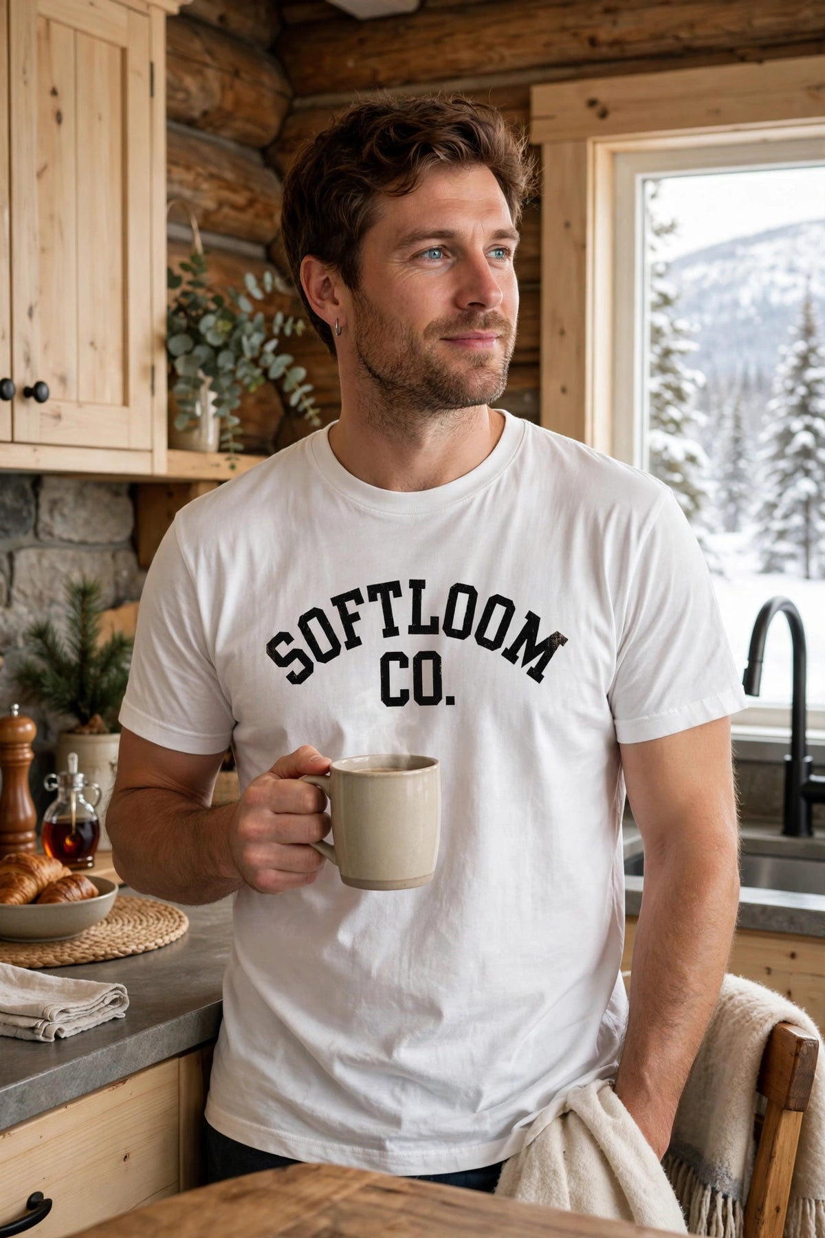 T-shirt sport Softloom Co. - Logo College - Blanc